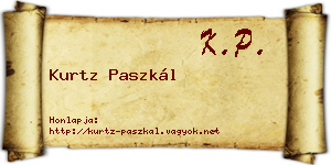 Kurtz Paszkál névjegykártya